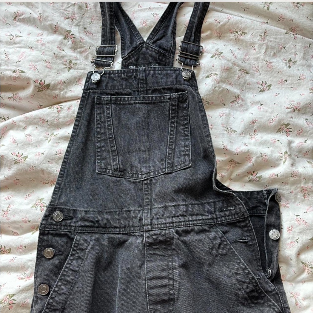 Black denim overalls